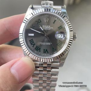 DateJust 41mm Wimbledon Fluted Bezel Grey Dial Green Roma Marker Jubilee Bracelet VSF VS3235