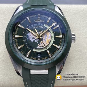 Aqua Terra 150M 43mm Worldtimer Green Rubber Strap Green Dial VSF A8938