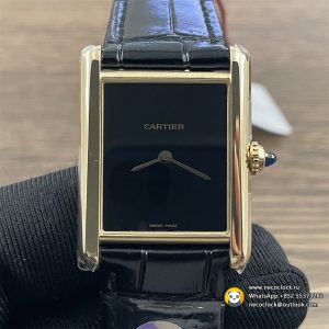 Tank Louis 25.5mm Alligator Leather YG/LE Black Dial DRF Quartz