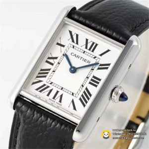 Tank Must 33.7x25.5mm  White Dial Black Leather Strap AF Swiss Quartz