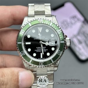 Submariner 40mm 16610LV 904L Green Bezel Black Dial No Rehaut SS Bracelet RAF A3135