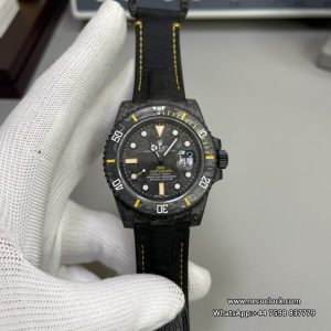 DIW Submariner 40mm Forged Carbon Yellow Element Black Dial Black Nylon Strap VSF VS3135