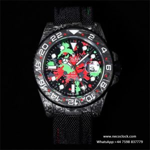 VSF VR3186 DIW GMT-Master II   Carbon Bezel Motley Dial  Black Nylon Strap