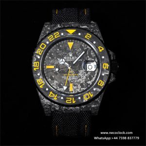 VSF VR3186 DIW GMT-Master II   Carbon Yellow Bezel Black Dial  Black Nylon Strap