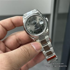 DateJust 36mm Wimbledon Smooth Bezel Grey Dial Green Roma Marker Oyster Bracelet VSF VS3235