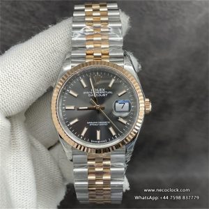 DateJust 36mm Fluted Bezel Grey Dial RG/SS Jubilee Bracelet VSF VS3235
