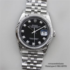 DateJust 36mm Fluted Bezel Black Dial Diamond Marker Jubilee Bracelet VSF VS3235