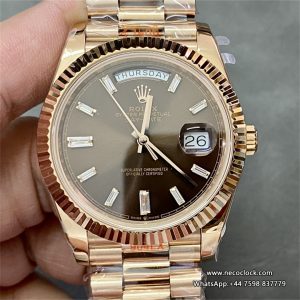 DayDate 40MM RG Brown Dial Diamond Marker RG President Bracelet GMF A2836 Tungsten