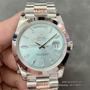 DayDate 40MM Smooth Bezel Ice Blue Dial Diamond Marker President Bracelet GMF A3255