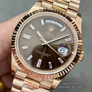 DayDate 40MM RG Brown Dial Diamond Marker RG President Bracelet GMF A3255