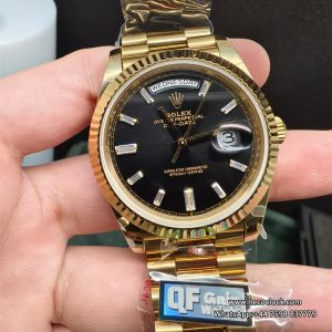 QF Gain Weight V6 A2836 DayDate 40MM Black Dial Diamond Marker President Bracelet