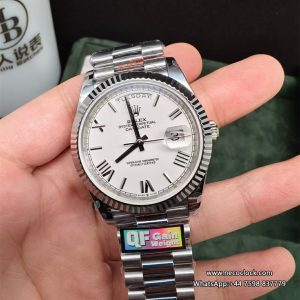 QF Gain Weight V6 A2836 DayDate 40MM White Dial Roma Marker President Bracelet