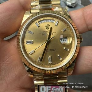 QF Gain Weight V6 A2836 DayDate 40MM YG YG Dial Diamond Marker President Bracelet