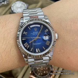 QF Gain Weight V6 A2836 DayDate 40MM Gradual Blue Dial President Bracelet