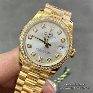 DateJust 31mm Ladies Diamond Bezel YG Silver Dial Diamond Marker Jubilee Bracelet WF A2671