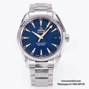 Seamaster 41mm AQUA TERRA 150M Blue Textured Dial YG Hand SS Bracelet VSF A8500