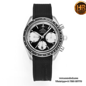 Speedmaster 40mm Racing Master Black/White Dial Black Rubber Strap HRF A7750