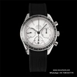 Speedmaster 40mm Racing Master White Dial Black Rubber Strap HRF A7750