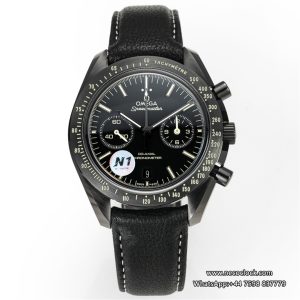 Speedmaster 44mm  "Dark Side of The Moon" Real Ceramic Black Dial Black Leather Strap N1F A7750