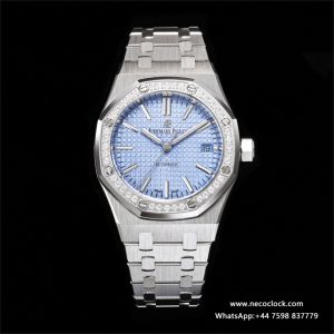 AP Royal Oak 37mm 15451 Diamond Bezel Ice Blue Dial SS Bracelet BF A3120
