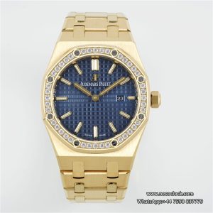 AP Royal Oak 33mm 67651 Diamond Bezel YG Blue Dial YG Bracelet ZF Swiss Quartz
