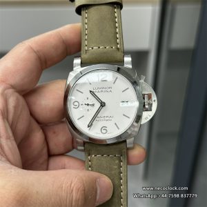 PAM1314 44mm Luminor White Dial Brown Leather Strap VSF P9000
