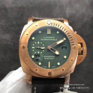 PAM382 47mm Submersible Bronze Green Dial Green Leather Strap VSF P9000