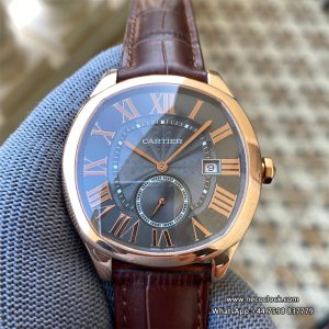 Drive De Cartier 40mm RG Black Dial Brown Leather Strap TWF A23J