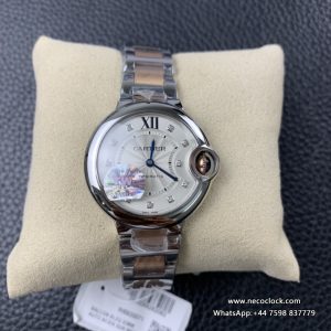 Ballon Bleu De Cartier 33mm RG/SS White Dial Diamond Marker Two Hands RG/SS Bracelet TWF NH05A