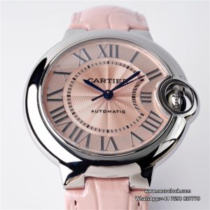 Ballon Bleu De Cartier 33mm Pink Dial Pink Leather Strap AF NH05A