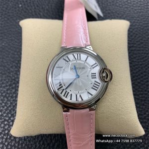 Ballon Bleu De Cartier 36mm White Dial Pink Leather Strap AF Swiss Quartz