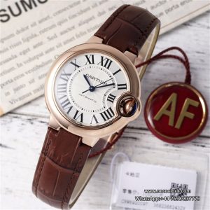 Ballon Bleu De Cartier 33mm RG White Dial Brown Leather Strap AF NH05A