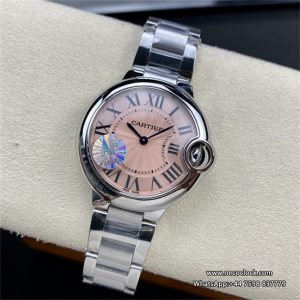 Ballon Bleu De Cartier 33mm Pink Dial SS Bracelet AF Swiss Quartz