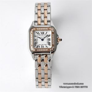 PANTHRE 22mm Ladies RG/SS Diamond Bezel White Dial RG/SS Bracelet BVF Swiss Quartz