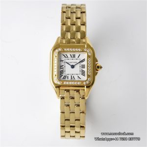 PANTHRE 22mm Ladies YG Diamond Bezel White Dial YG Bracelet BVF Swiss Quartz