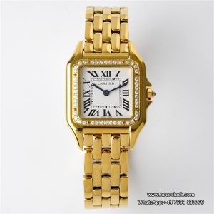 PANTHRE 27mm Ladies YG Diamond Bezel White Dial YG Bracelet BVF Swiss Quartz