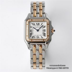 PANTHRE 27mm Ladies RG/SS Diamond Bezel White Dial RG/SS Bracelet BVF Swiss Quartz