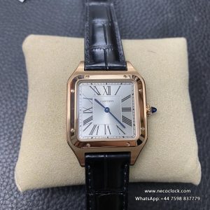 Santos Dumont 43.5*31.4mm RG White Dial Black Leather Strap F1F Swiss Quartz