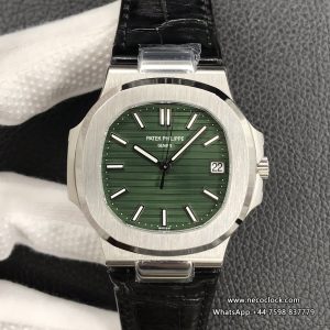 Nautilus 5711 40mm Green Dial Black Leather Strap 3KF A324SC