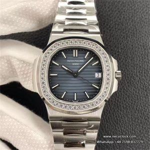 Nautilus 5713 40mm Diamond Bezel Blue Dial SS Bracelet 3KF A324SC