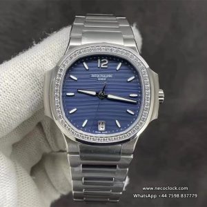 Nautilus 7118 35.2mm Ladies Diamond Bezel Blue Dial SS Bracelet 3KF A324SC