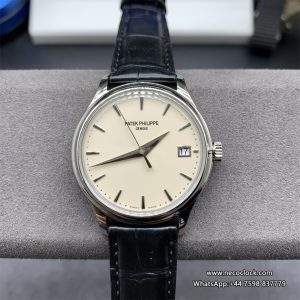 Calatrava 5227 39mm White Dial Black Leather Strap ZF A324SC