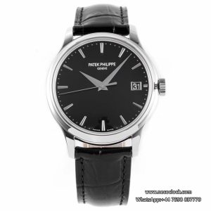 Calatrava 5227 39mm Black Dial Black Leather Strap ZF A324SC