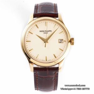 Calatrava 5227 39mm YG White Dial Brown Leather Strap ZF A324SC