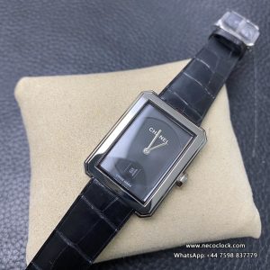 Boy Friend 26.7 x 34.6mm Date Black Dial Black Leather Strap BVF Swiss Quartz