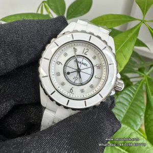 J12 33mm Ceramic White Dial Diamond Marker Ceramic Bracelet XF Swiss Quartz
