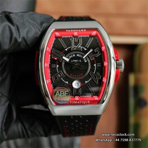 Vanguard V45 44mm Black/Red Dial Black Leather Strap ABF A2824