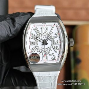 Vanguard V45 44mm White Dial White Leather Strap ABF A2824