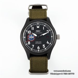 IWC Pilot Mark XVIII TopGun 41mm IW324712 Black Dial Green Nylon Strap M+F A2892