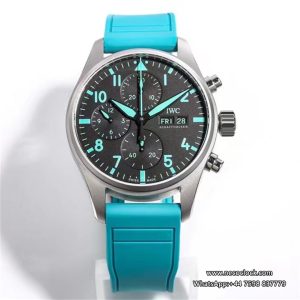 IWC Pilot Chrono 41mm IW388108 AMG Black Dial Blue Rubber Strap TWF A7750